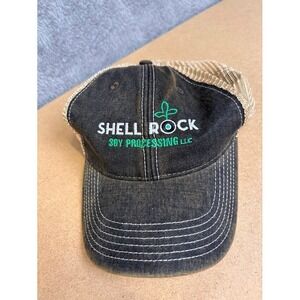 Legacy Shell Rock Soy Processing Trucker Hat Faded Black Tan Snapback Cap
